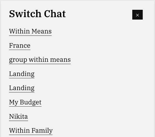 A split-screen image showing the new and old versions of a web chat interface for switching chats.