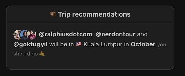 Mobile app interface displaying a globe with location pins for trip planning based on friends' future locations.