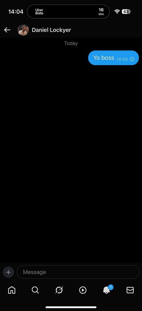 A chat interface displaying a message from Daniel Lockyer.