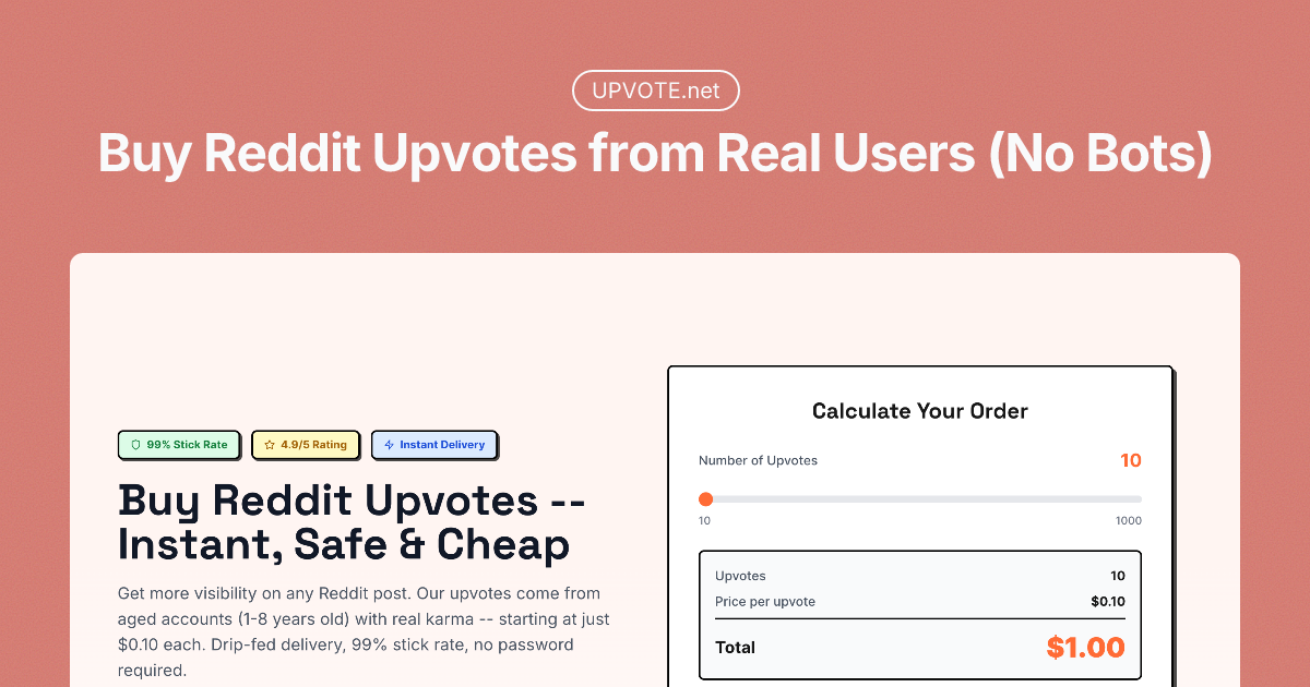 Upvote – Boost any Reddit post with drip-fed upvotes from aged accounts