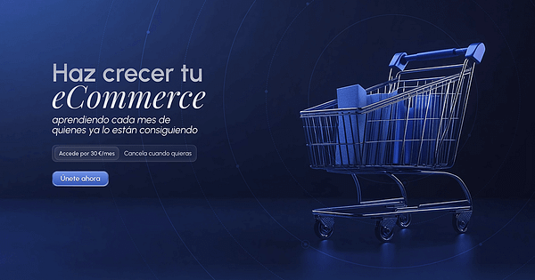 A digital illustration of a shopping cart with products, promoting eCommerce growth.