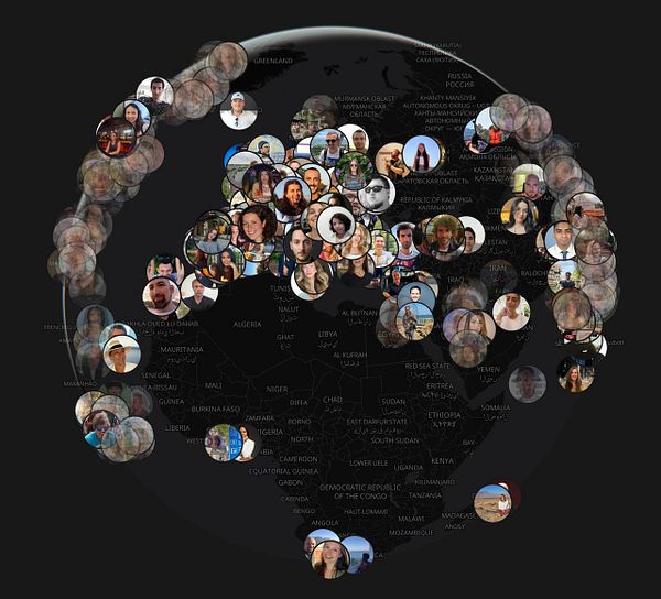 A digital 3D globe displaying country borders and geographic features, developed using OpenFreeMap, replaces a previous 2D map.