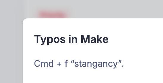 A task notification highlighting a typo in a document titled 'Make'.