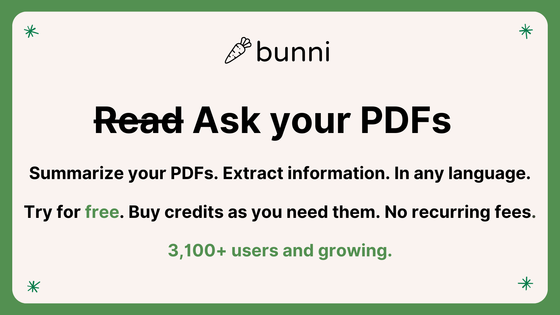 Bunni: Upload your PDF and chat with it, Ask to summarize,