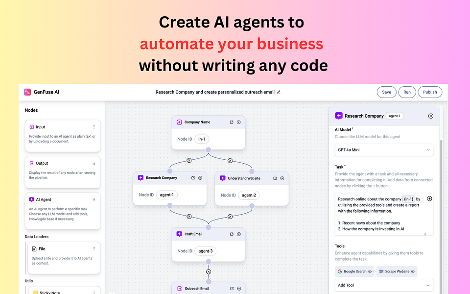 GenFuse AI: Build powerful AI agents to automate your tasks | BetaList