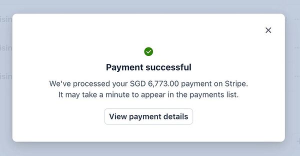 A nonprofit sponsorship page indicating a failed payment status for the Nomads sponsorship tier.