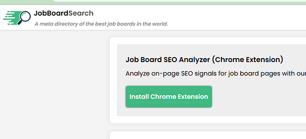 Screenshot of a Chrome Web Store page for the 'Job Board Search' extension highlighting its main features and installation button.