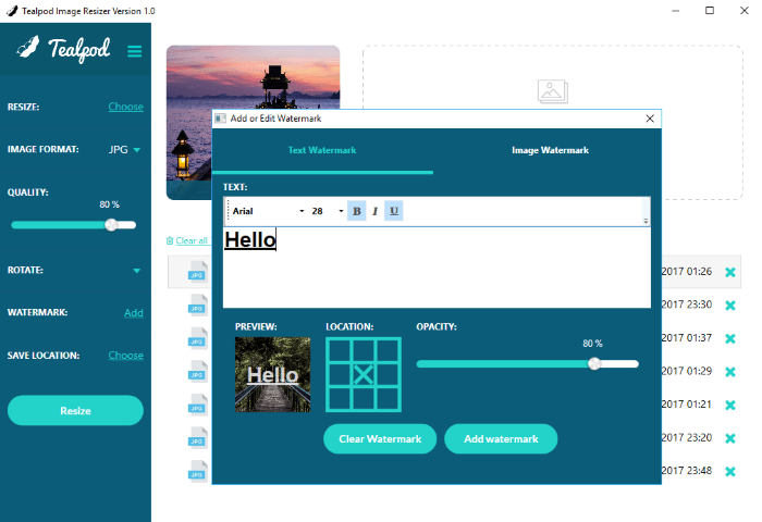 Tealpod Image Resizer & Watermarking