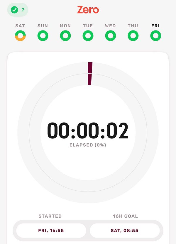 Minimalist clock illustration with a semi-circular background in shades of pink and purple and the word "FASTING" beneath it.