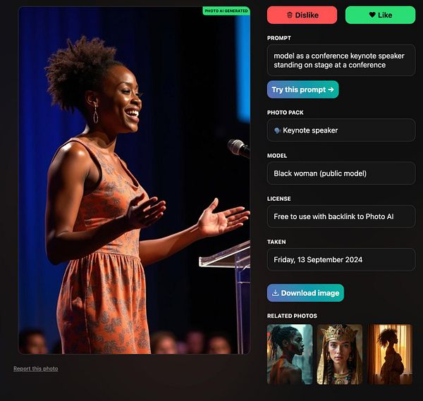 A Black woman is passionately speaking as a keynote speaker at a conference.