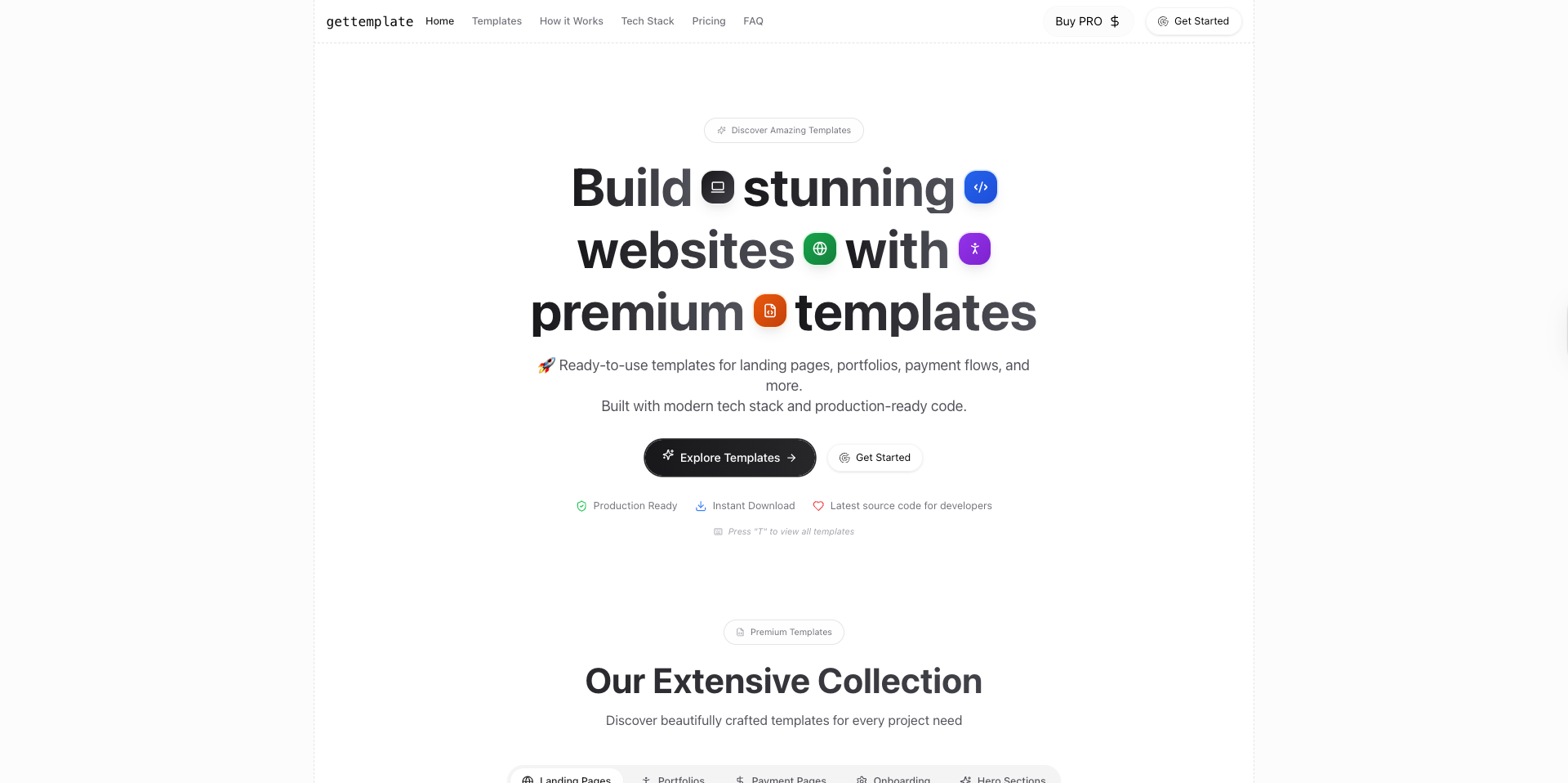 gettemplate: React, Nextjs, Vite templates to quickly build
