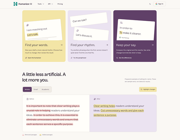 Wireframe designs for an AI humanizer app showcasing onboarding, feed, and conversation screens.