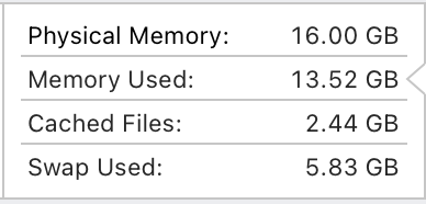 The image displays a system memory usage report from a MacBook Pro.