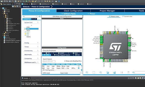The image displays the STM32CubeIDE interface for configuring an STM32 microcontroller project.