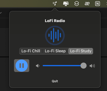 A user interface for a LoFi Radio app on a Mac.