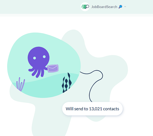 A whimsical illustration featuring an octopus and a message about sending a newsletter.