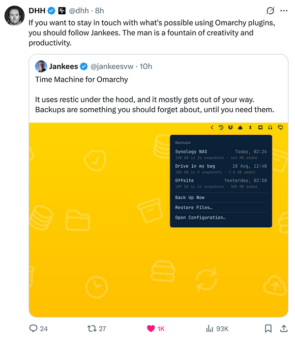 Screenshot capturing a tweet by DHH about Jeff Bezos hosting Saturday Night Live.