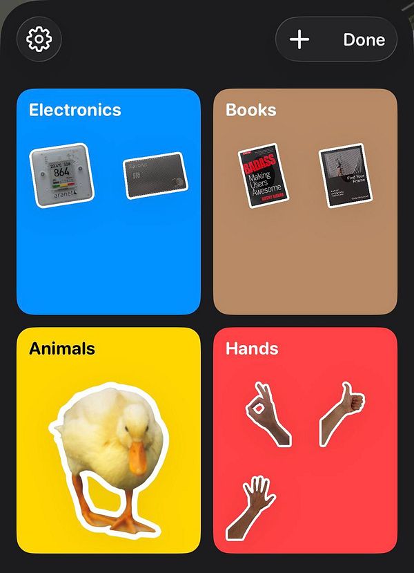 Grid layout of rectangular cards each labeled 'Collection' with a large letter inside representing the collection.