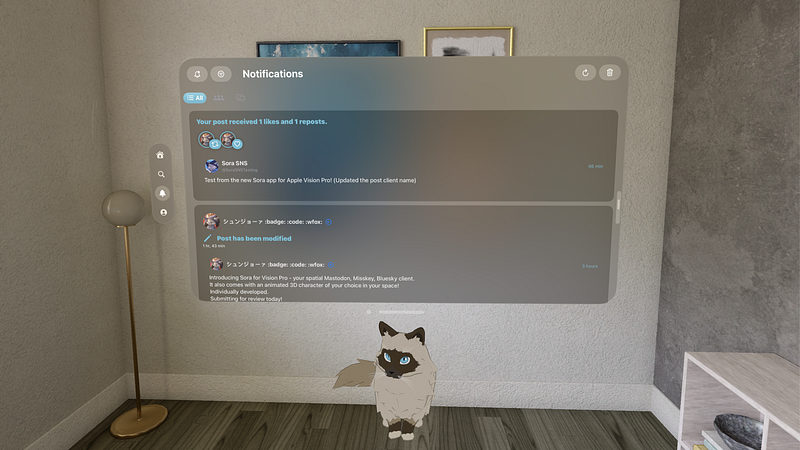 Screenshot of Sora for Mastodon & Bluesky