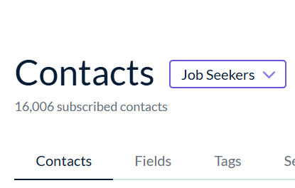 The image displays a user interface section showing subscribed contacts for job seekers.