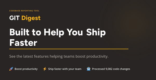 The image features a promotional graphic for a tool called 'GIT Digest' aimed at enhancing productivity in software development.