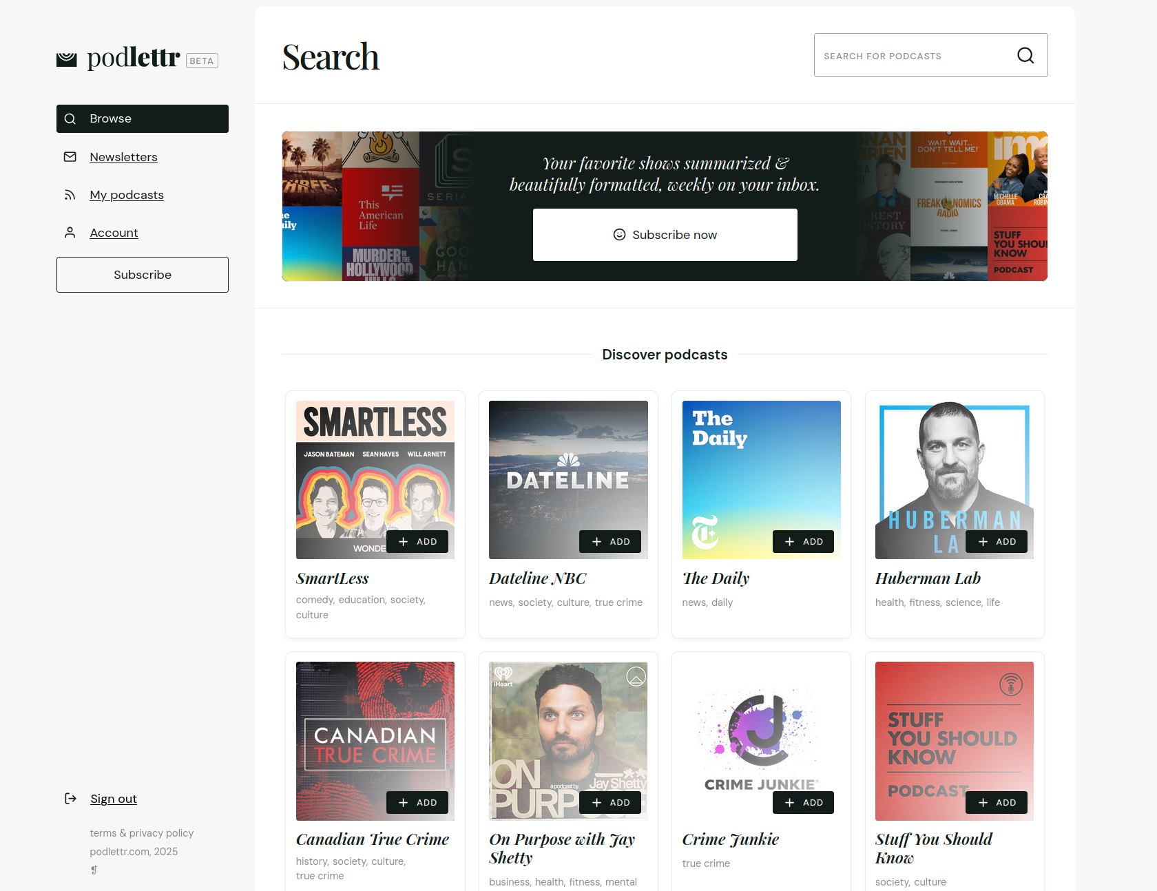 Podlettr: Read your favourite podcasts in beautifully | BetaList