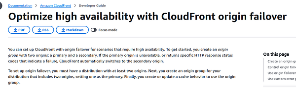 Diagram illustrating an AWS workload failover architecture using CloudFront with Route53 for DNS routing.