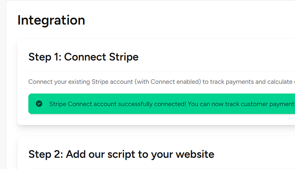 Screenshot of an affiliate platform setup page with a sidebar menu and configuration form.