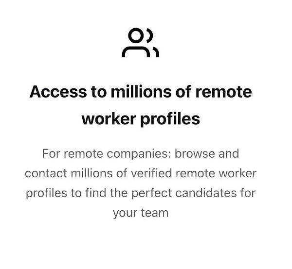 The image promotes access to a database of remote worker profiles for companies.