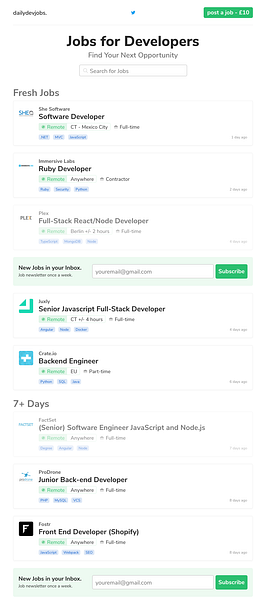 Jobs for Developers