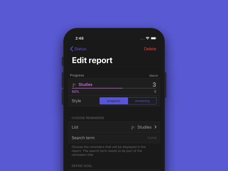 Progress for Apple Reminders