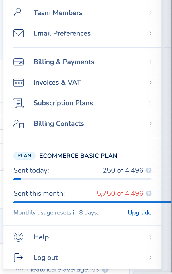 Screenshot of a web app displaying a header menu with a progress bar and user statistics, showing a fix for progress bar overflow when usage exceeds the limit.
