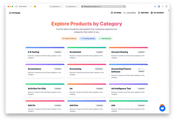 The image displays a colorful web page showcasing various product categories.
