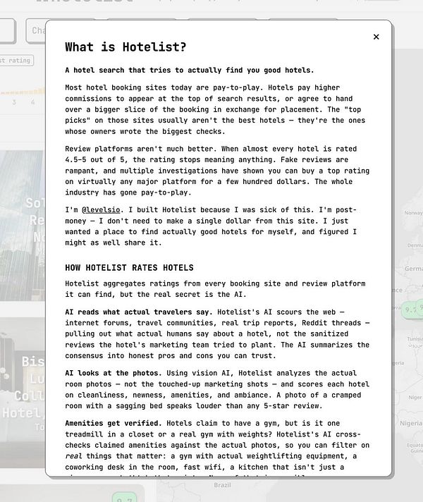Screenshot of a mobile app screen showing a 'Hotel List' feature with a placeholder text and navigation options.