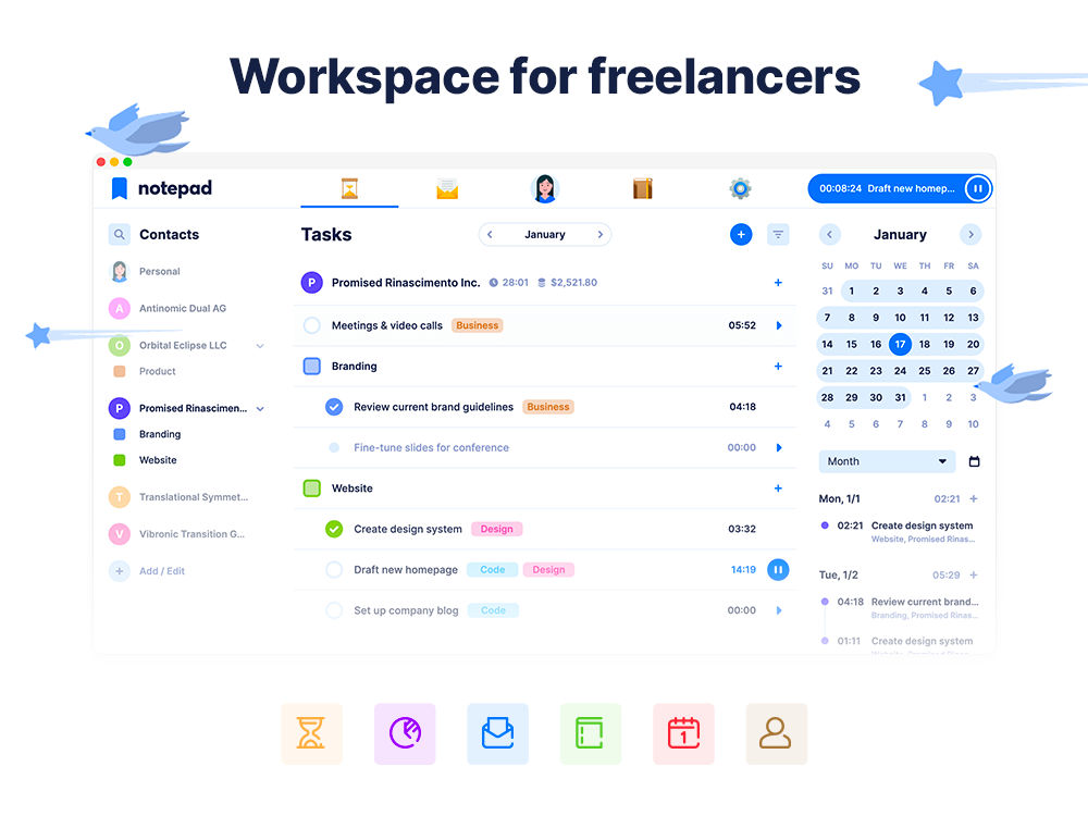 Notepad: Workspace for freelancers | BetaList