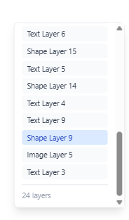 A vertical list of layers in a design software interface.