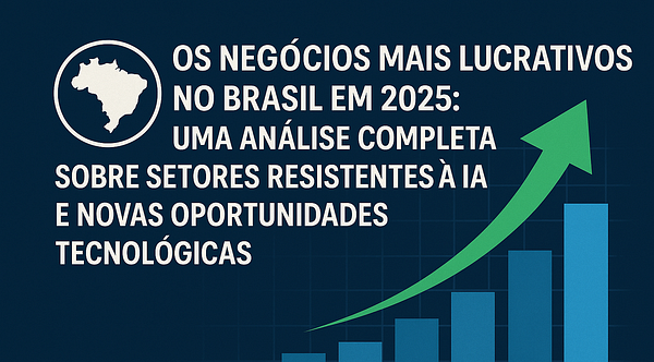 The image presents a graphic related to lucrative business opportunities in Brazil for 2025.