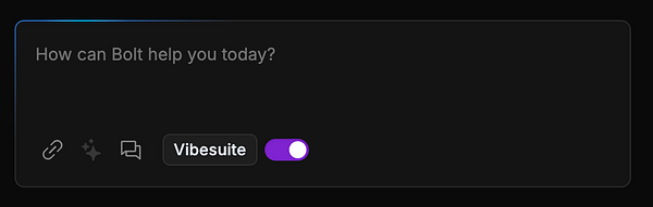 The image displays a user interface for a task related to Bolt's Vibesuite feature.