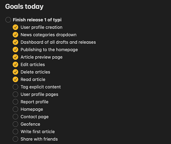 A digital to-do list outlining various tasks for the day.