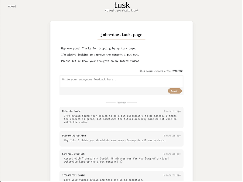 tusk (thought you should know)
