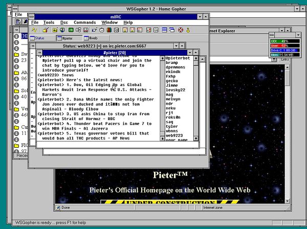The image displays an IRC chat interface showing the latest news updates in a channel dedicated to discussions about current events.