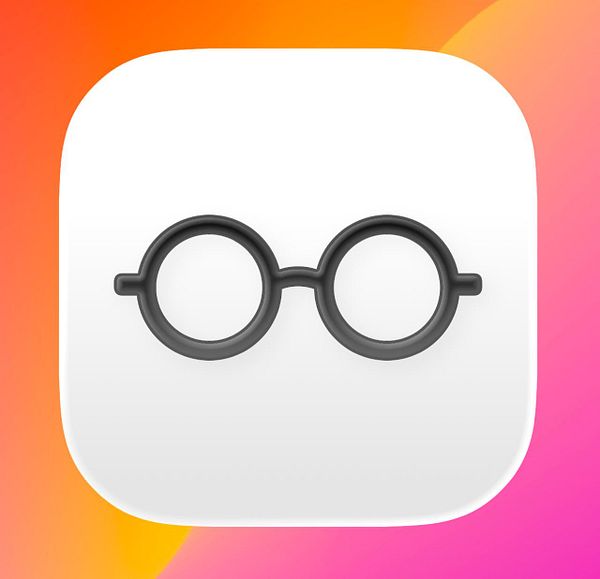 A square app icon featuring a black circle with a central white droplet on a light blue and off-white gradient background.