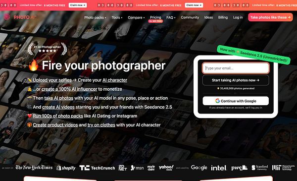 The image displays a webpage section showcasing the Seedance 2.5 product with a large header, a video thumbnail, and descriptive text boxes on a dark background.