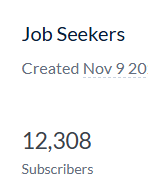 The image displays a dashboard section showing subscriber statistics for job seekers.