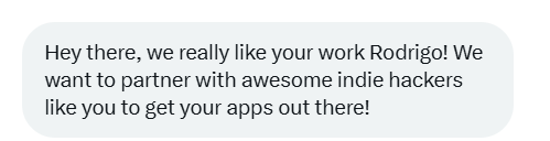 A direct message from Replicate expressing interest in collaboration.