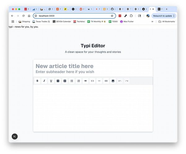 The image displays a web-based text editor interface for creating articles.