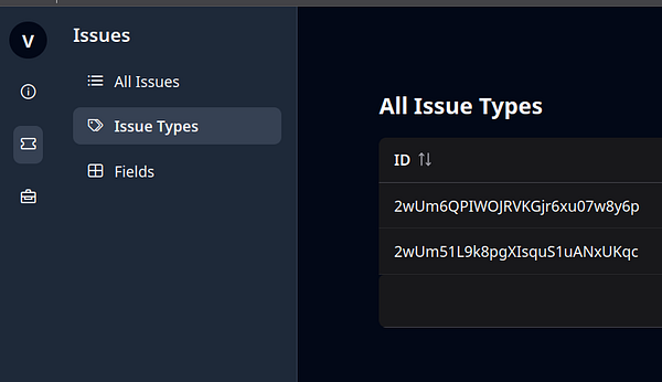 The image displays a user interface for managing issue types within a project management tool.