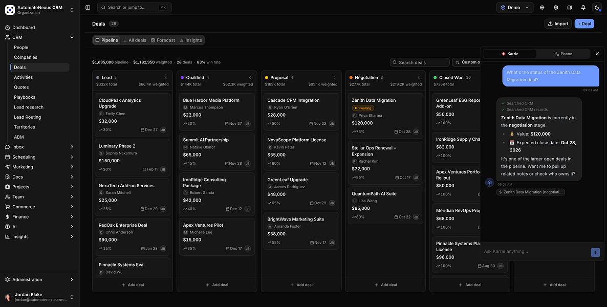 AutomateNexus CRM