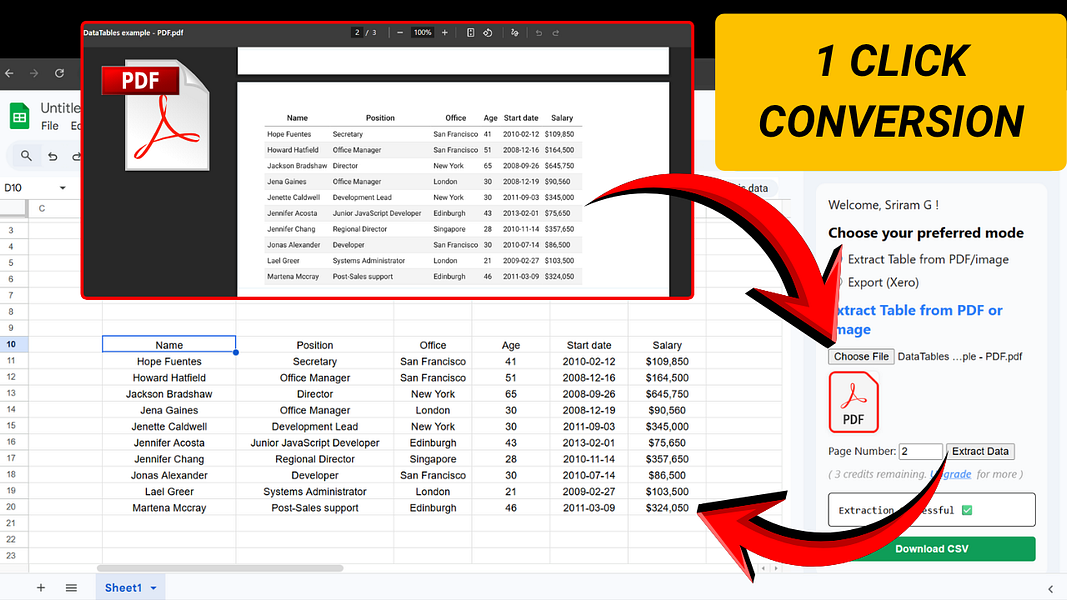 Convert PDF to Google Sheets