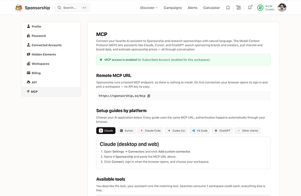 Dashboard displaying data charts and statistics related to API and MCP Beta sponsorship metrics.